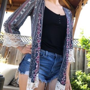 flowery open cardigan